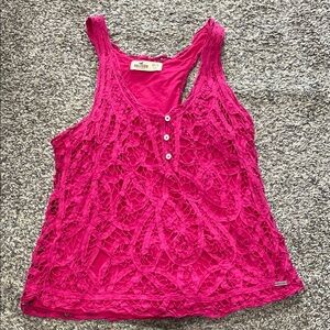 Bright Pink Lace Tank by Hollister